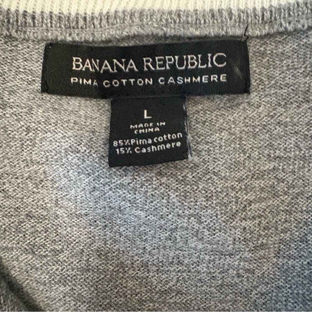 BANANA REPUBLIC Men Lg Pima Cotton Cashmere Blend Grey  1/4 Zip Sweater Normcore - Picture 5 of 6